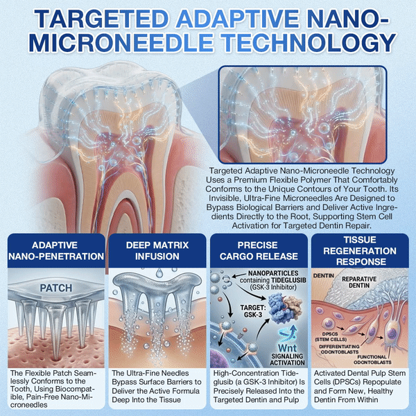 🌷𝐆𝐥𝐢𝐦𝐦𝐞𝐫𝐥𝐲® 🦷 Parche de microagujas con Tideglusib para la reparación de dientes y encías  3.0