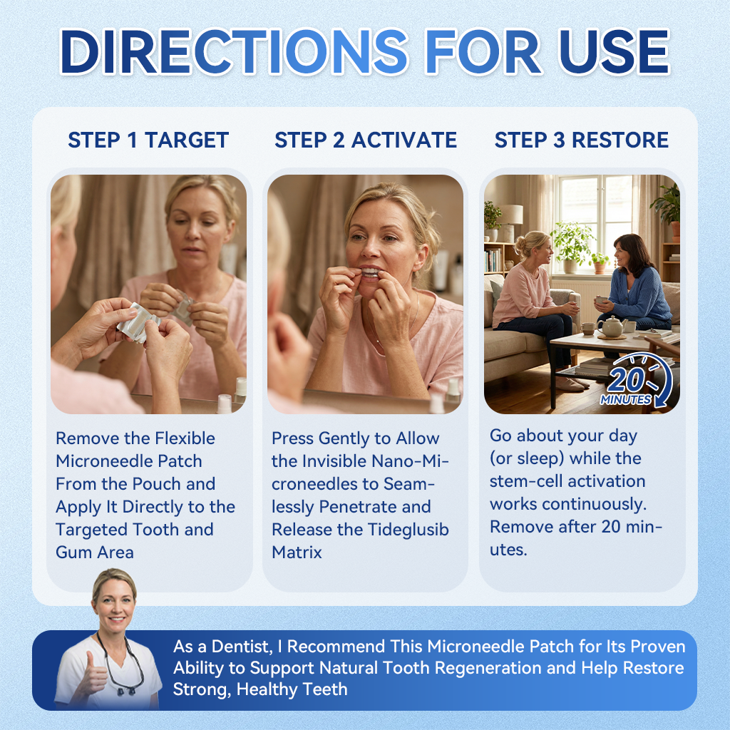🌷𝐆𝐥𝐢𝐦𝐦𝐞𝐫𝐥𝐲® 🦷 Parche de microagujas con Tideglusib para la reparación de dientes y encías  3.0