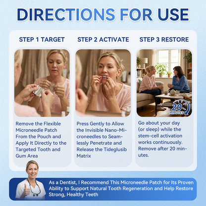 🌷𝐆𝐥𝐢𝐦𝐦𝐞𝐫𝐥𝐲® 🦷 Parche de microagujas con Tideglusib para la reparación de dientes y encías  3.0