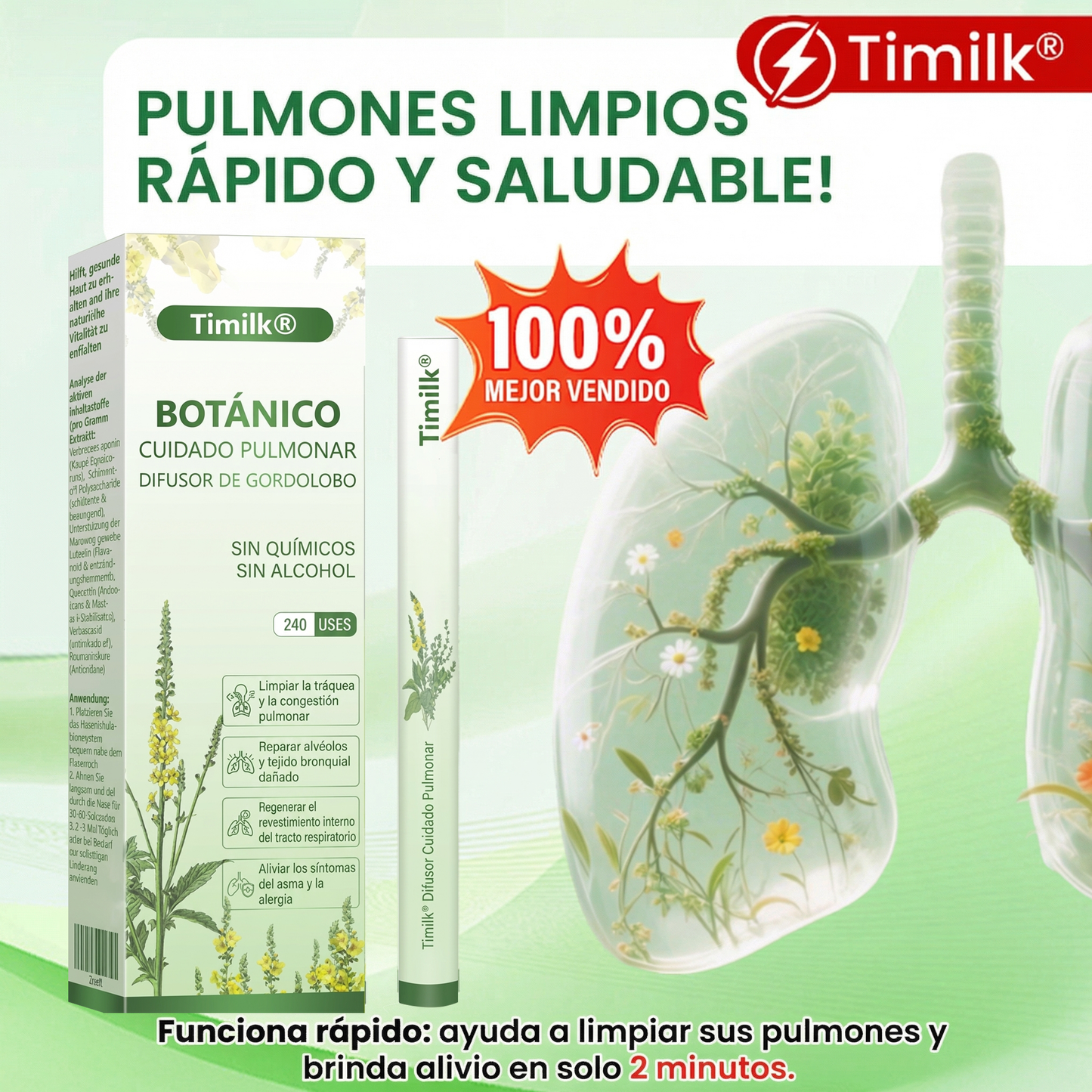 🍃Timilk®BOTÁNICO CUIDADO PULMONAR DIFUSOR DE GORDOLOBO