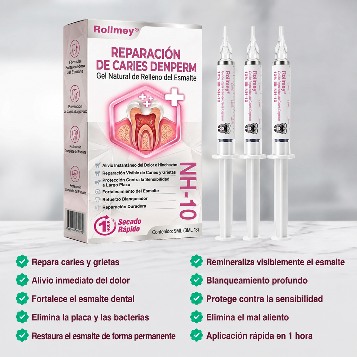 🌿🍧Rolimey® DenPerm – Gel natural de relleno y reparación del esmalte dental para la restauración de caries