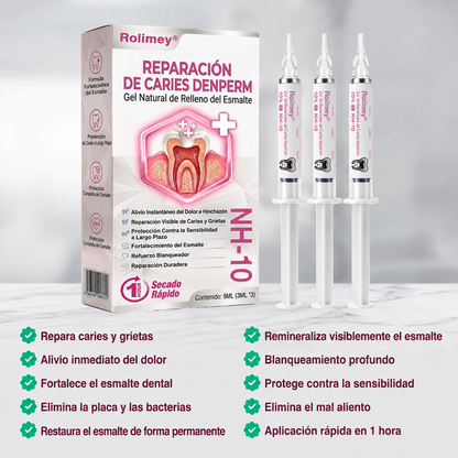 🌿🍧Rolimey® DenPerm – Gel natural de relleno y reparación del esmalte dental para la restauración de caries
